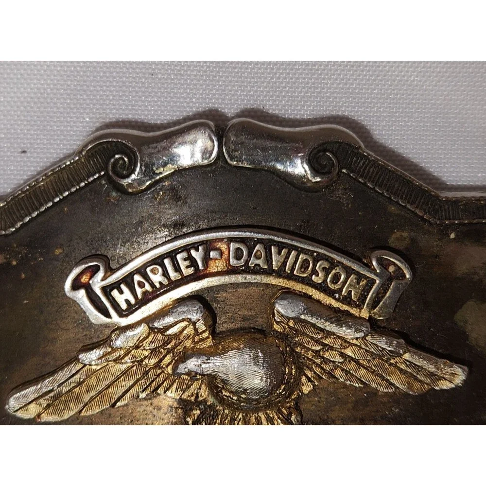 Vintage Harley Davidson Made in USA Eagle Est 1903 Brass Belt Buckle 1970's